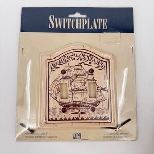 Vtg FIGI Seafarer Double Light Switchplate Nautical Sailing Ship Hand Painted